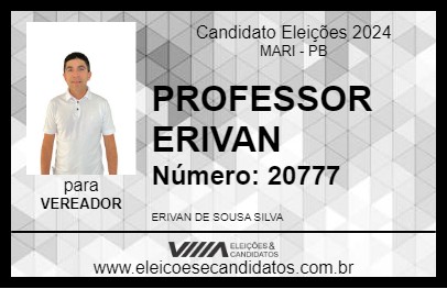 Candidato PROFESSOR ERIVAN 2024 - MARI - Eleições