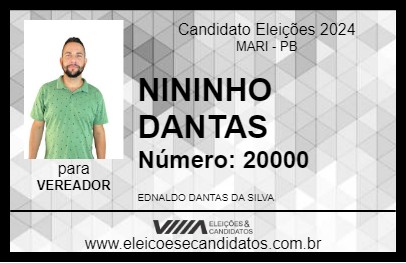 Candidato NININHO DANTAS 2024 - MARI - Eleições