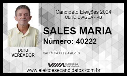 Candidato SALES MARIA 2024 - OLHO D\ÁGUA - Eleições