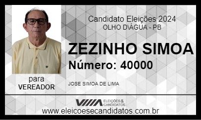 Candidato ZEZINHO SIMOA 2024 - OLHO D\ÁGUA - Eleições