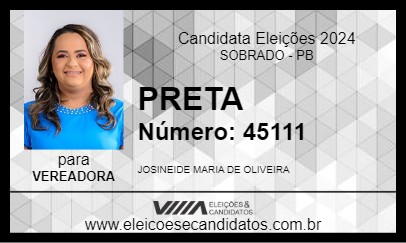 Candidato PRETA 2024 - SOBRADO - Eleições