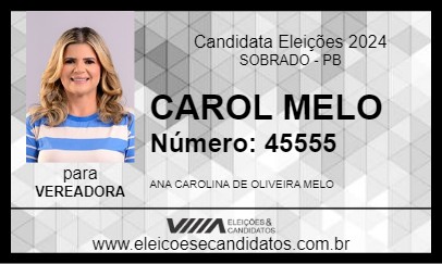 Candidato CAROL MELO 2024 - SOBRADO - Eleições