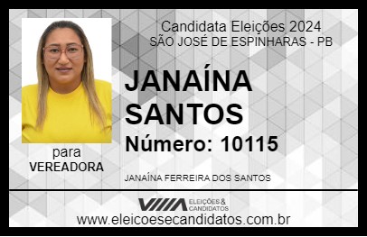 Candidato JANAÍNA SANTOS 2024 - SÃO JOSÉ DE ESPINHARAS - Eleições