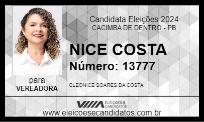 Candidato NICE COSTA 2024 - CACIMBA DE DENTRO - Eleições