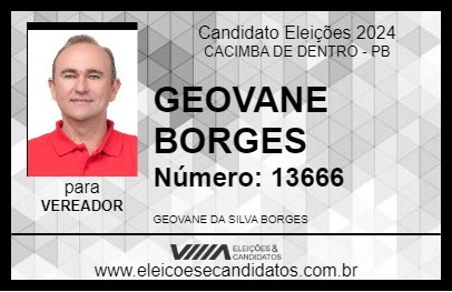 Candidato GEOVANE BORGES 2024 - CACIMBA DE DENTRO - Eleições