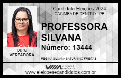 Candidato PROFESSORA SILVANA 2024 - CACIMBA DE DENTRO - Eleições