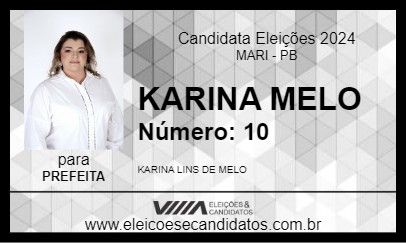 Candidato KARINA MELO 2024 - MARI - Eleições