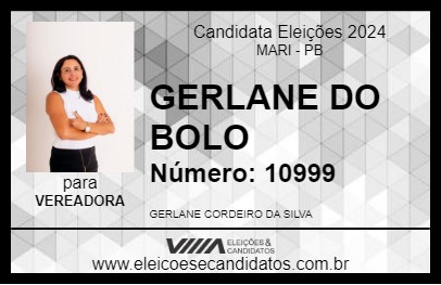 Candidato GERLANE DO BOLO 2024 - MARI - Eleições