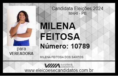 Candidato MILENA FEITOSA 2024 - MARI - Eleições