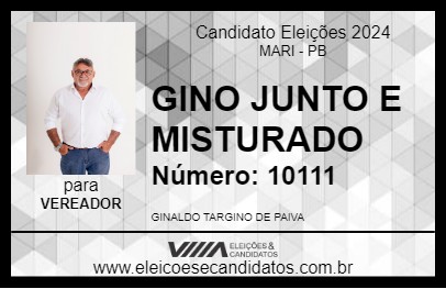 Candidato GINO JUNTO E MISTURADO 2024 - MARI - Eleições