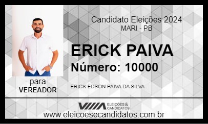 Candidato ERICK PAIVA 2024 - MARI - Eleições