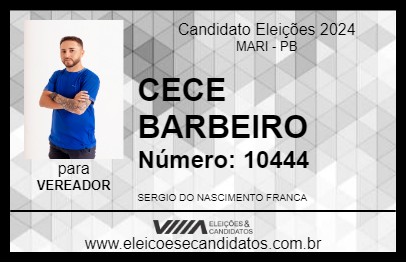 Candidato CECE BARBEIRO 2024 - MARI - Eleições