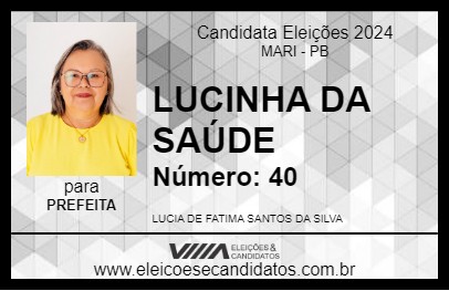 Candidato LUCINHA DA SAÚDE 2024 - MARI - Eleições