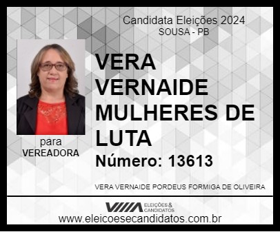 Candidato VERA VERNAIDE MULHERES DE LUTA 2024 - SOUSA - Eleições