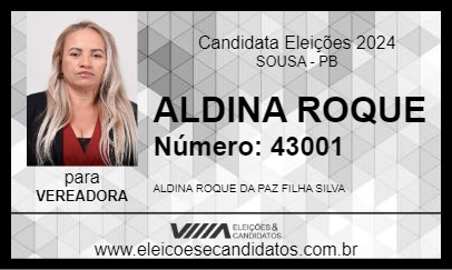 Candidato ALDINA ROQUE 2024 - SOUSA - Eleições