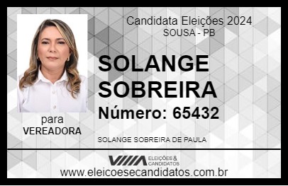 Candidato SOLANGE SOBREIRA 2024 - SOUSA - Eleições