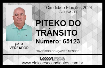 Candidato PITEKO DO TRÂNSITO 2024 - SOUSA - Eleições