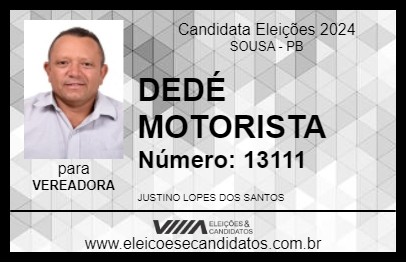 Candidato DEDÉ MOTORISTA 2024 - SOUSA - Eleições