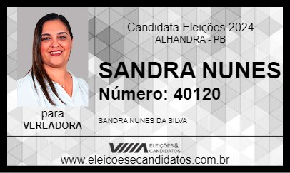 Candidato SANDRA NUNES 2024 - ALHANDRA - Eleições