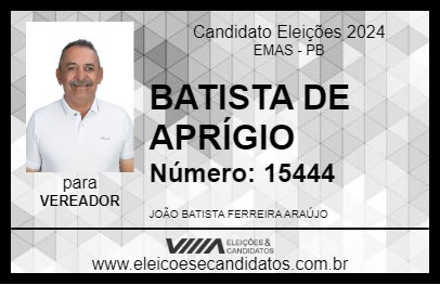 Candidato BATISTA DE APRÍGIO 2024 - EMAS - Eleições