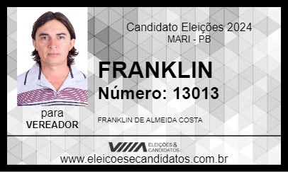 Candidato FRANKLIN 2024 - MARI - Eleições