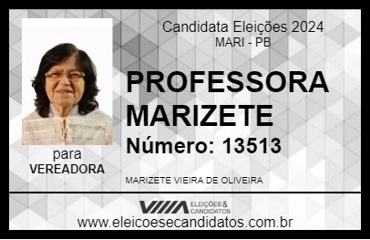 Candidato PROFESSORA MARIZETE 2024 - MARI - Eleições