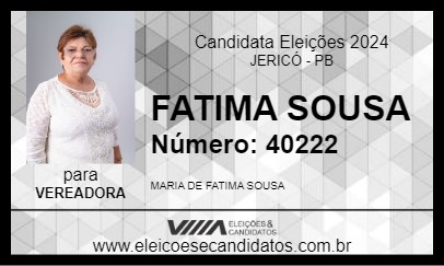 Candidato FATIMA SOUSA 2024 - JERICÓ - Eleições