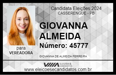 Candidato GIOVANNA ALMEIDA 2024 - CASSERENGUE - Eleições