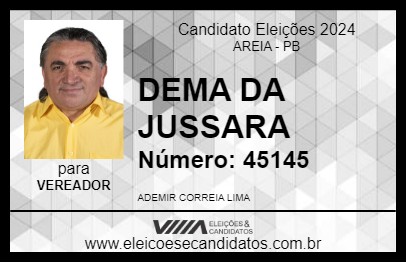 Candidato DEMA DA JUSSARA 2024 - AREIA - Eleições