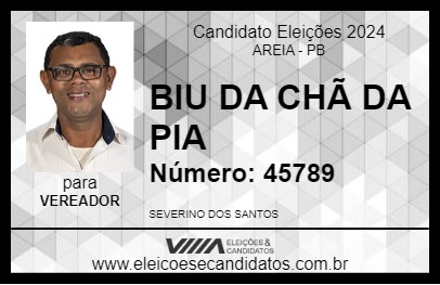 Candidato BIU DA CHÃ DA PIA 2024 - AREIA - Eleições