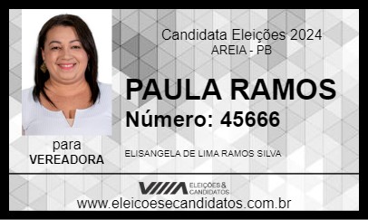 Candidato PAULA RAMOS 2024 - AREIA - Eleições