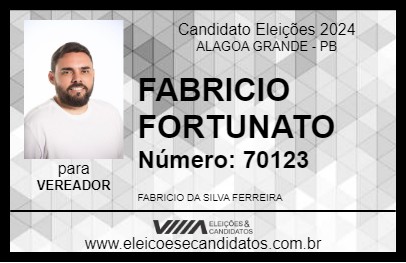 Candidato FABRICIO FORTUNATO 2024 - ALAGOA GRANDE - Eleições