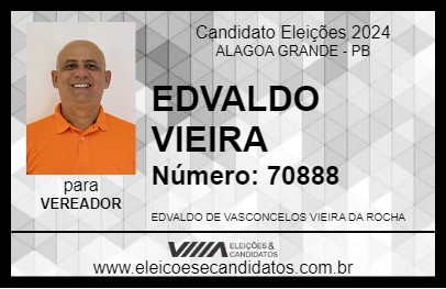 Candidato EDVALDO VIEIRA 2024 - ALAGOA GRANDE - Eleições