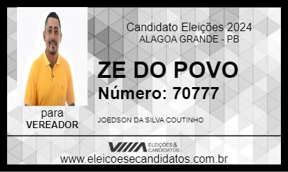 Candidato ZE DO POVO 2024 - ALAGOA GRANDE - Eleições