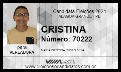 Candidato CRISTINA 2024 - ALAGOA GRANDE - Eleições