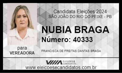 Candidato NUBIA BRAGA 2024 - SÃO JOÃO DO RIO DO PEIXE - Eleições