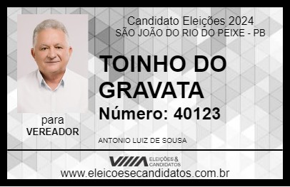 Candidato TOINHO DO GRAVATA 2024 - SÃO JOÃO DO RIO DO PEIXE - Eleições