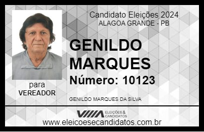 Candidato GENILDO MARQUES 2024 - ALAGOA GRANDE - Eleições