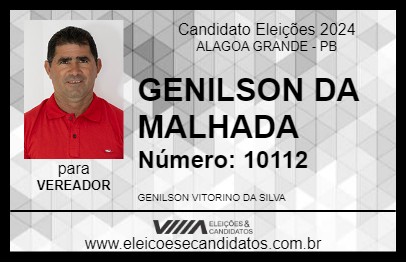 Candidato GENILSON DA MALHADA 2024 - ALAGOA GRANDE - Eleições