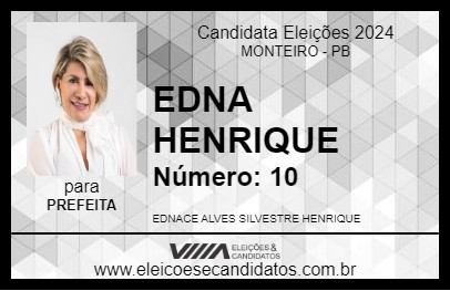 Candidato EDNA HENRIQUE 2024 - MONTEIRO - Eleições