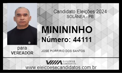 Candidato MINININHO 2024 - SOLÂNEA - Eleições