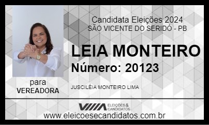 Candidato LEIA MONTEIRO 2024 - SÃO VICENTE DO SERIDÓ - Eleições