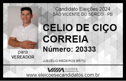 Candidato CELIO DE CIÇO CORREIA 2024 - SÃO VICENTE DO SERIDÓ - Eleições