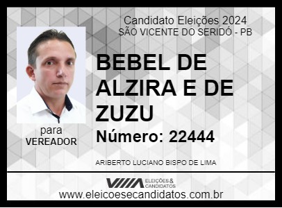 Candidato BEBEL DE ALZIRA E DE ZUZU 2024 - SÃO VICENTE DO SERIDÓ - Eleições