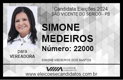 Candidato SIMONE MEDEIROS 2024 - SÃO VICENTE DO SERIDÓ - Eleições