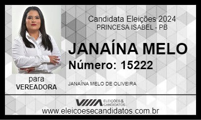 Candidato JANAÍNA MELO 2024 - PRINCESA ISABEL - Eleições