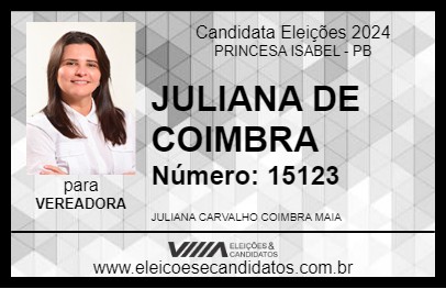 Candidato JULIANA DE COIMBRA 2024 - PRINCESA ISABEL - Eleições