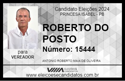 Candidato ROBERTO DO POSTO 2024 - PRINCESA ISABEL - Eleições