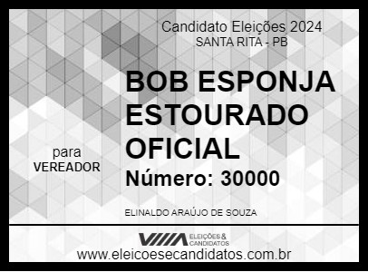 Candidato BOB ESPONJA 2024 - SANTA RITA - Eleições