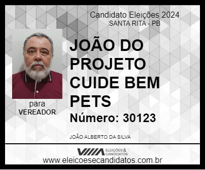 Candidato JOÃO DO PROJETO CUIDE BEM PETS 2024 - SANTA RITA - Eleições